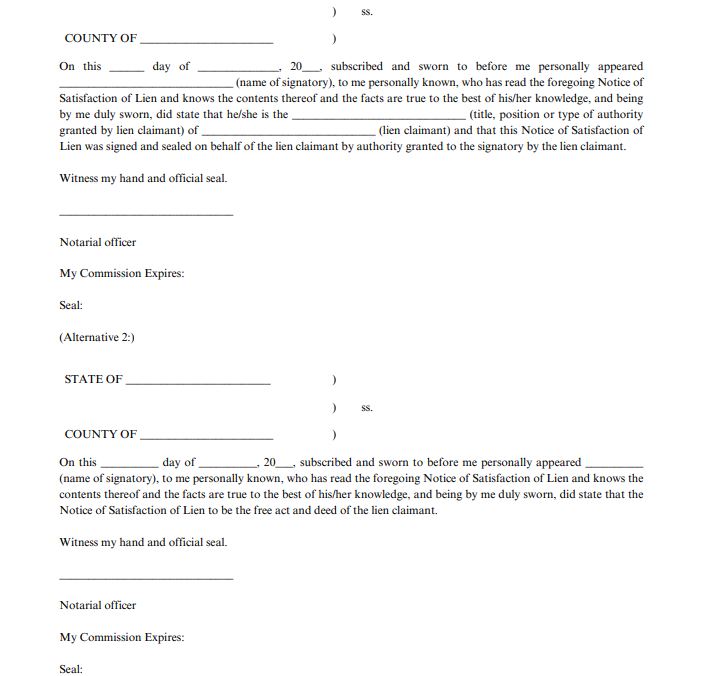 Notice of Satisfaction 2