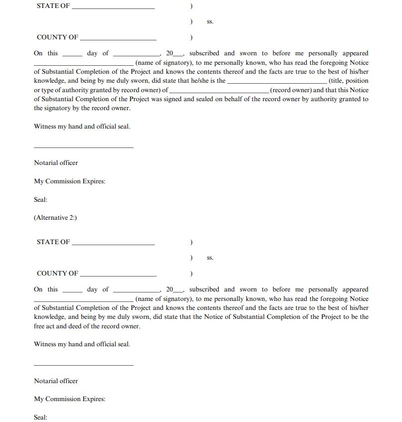 Notice of Substantial Completion 2
